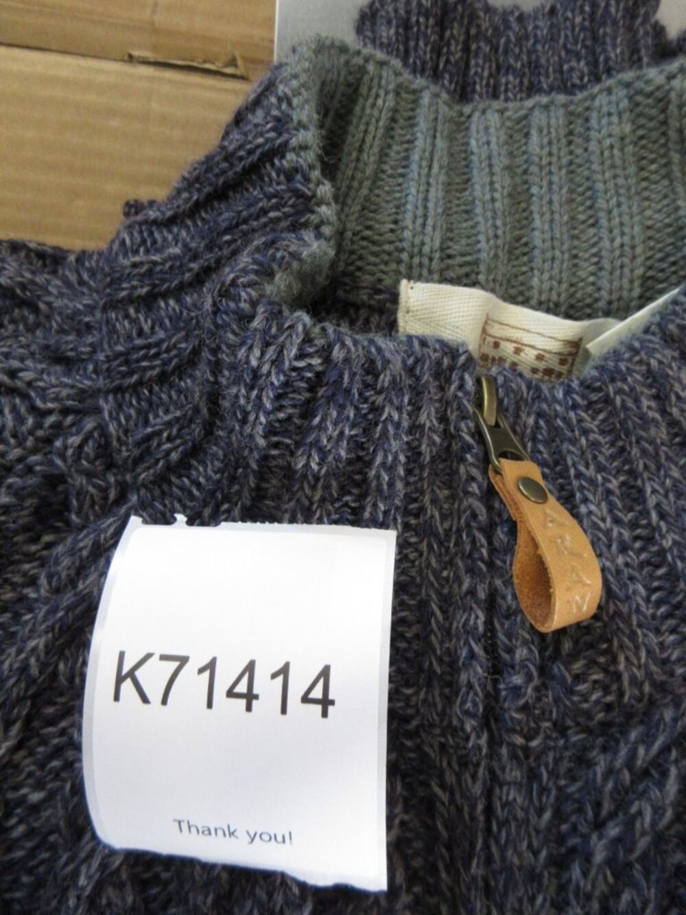 Aran Sweater Market XXL Merino Wool Fisherman Cardigan Cable Knit * - Picture 12 of 12